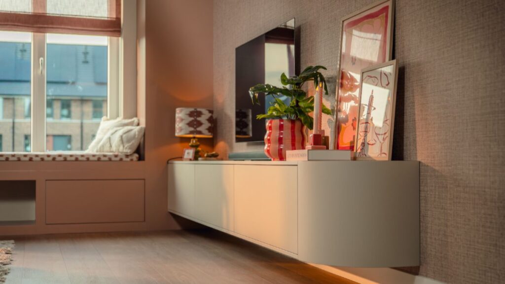 Warmroze leefkeuken met een vleugje Japandi4